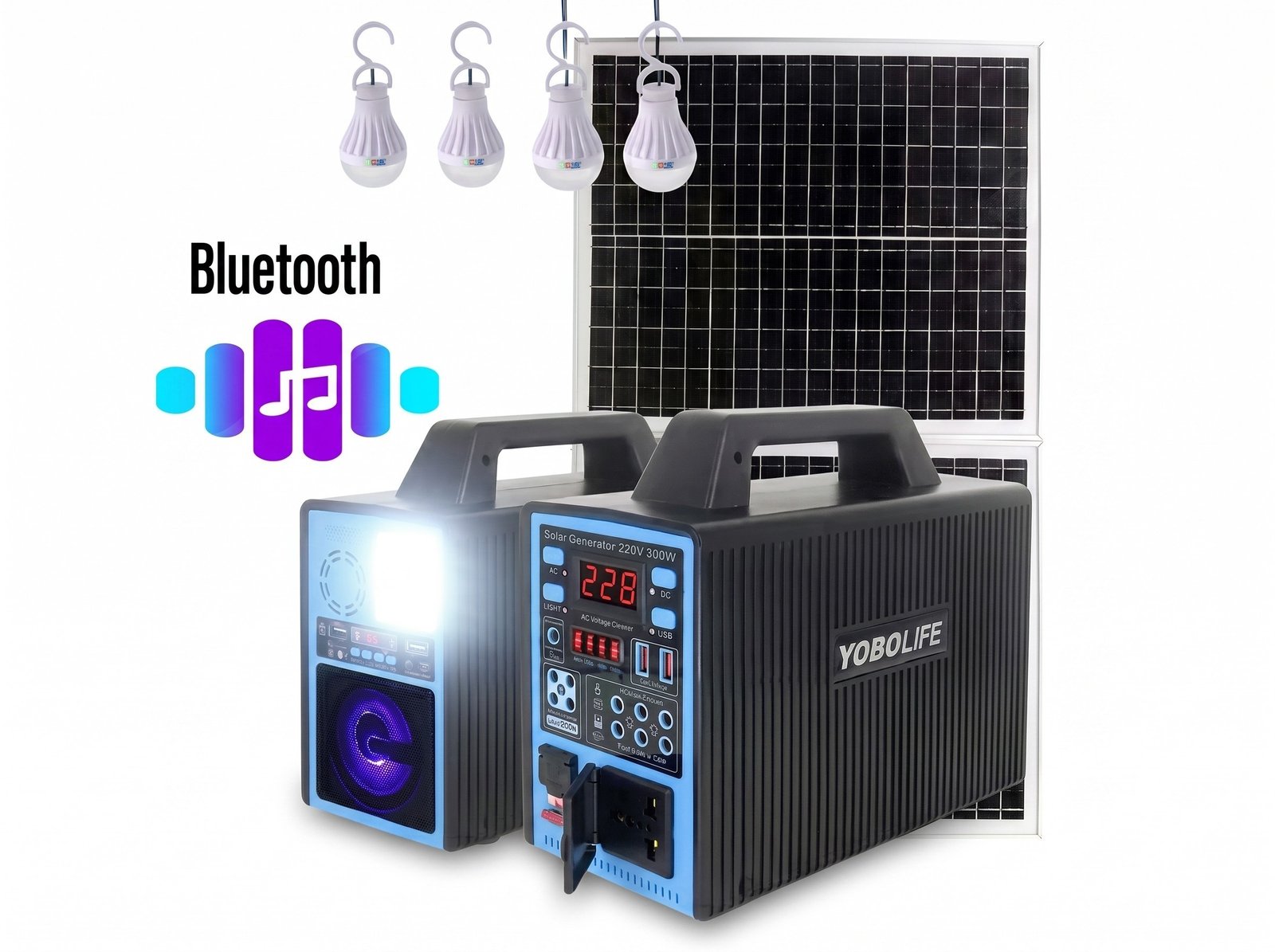 Estación de Carga Solar Portable YoboLife 300w/110v Musica/MP3/FM/USB/